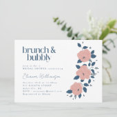 ネイビーピンクのガーデンフラワーブランチの泡立つシャワー 招待状 (スタンド正面)