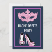 ネイビーピンクのバチェロレッテヒール仮装パーティー 招待状 (正面)
