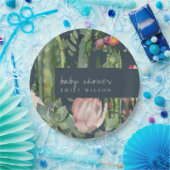 ネイビーピンクのフローラ砂漠のサボテンの葉ベビーシャワー ペーパープレート (パーティー)