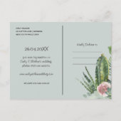 ネイビーピンクのフローラ砂漠のCACTI動物の日付を保存 案内ポストカード (裏面)