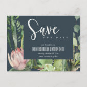 ネイビーピンクのフローラ砂漠のCACTI動物の日付を保存 案内ポストカード (正面)