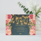 ネイビーピンクのロマンチックなローズの結婚式ゲスト詳細 エンクロージャーカード (スタンド正面)