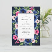 ネイビーピンクの花々が織りなすウェディングエンchantment 招待状 (スタンド正面)