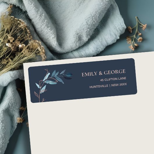 ネイビーピンクの茎葉水色葉の支店住所 ラベル