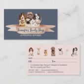 ネイビーピンクカワイドッググルーミングアポイントメント 名刺 (正面/裏面)