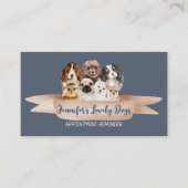 ネイビーピンクカワイドッググルーミングアポイントメント 名刺 (正面)