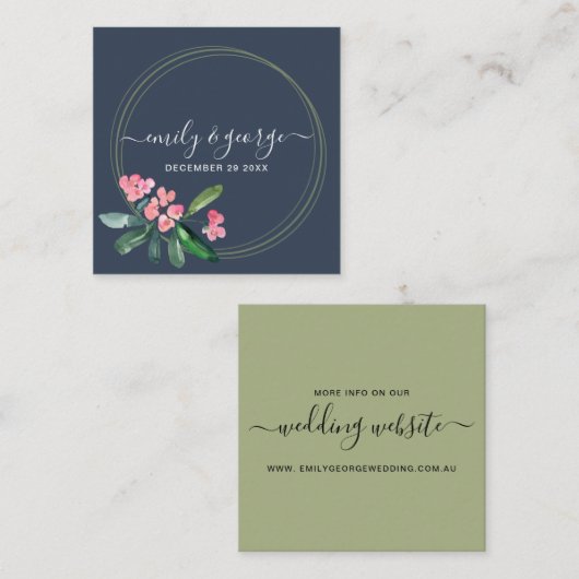 ネイビーピンクキリストとげの開花結婚CACTIのウェブサイト スクエア名刺 (正面/裏面)