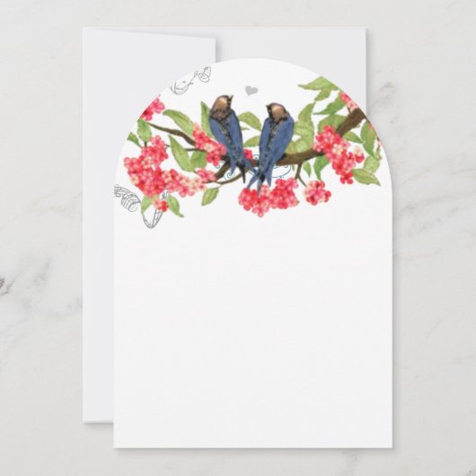 ネイビーピンクコーラルロベバードフォレストフェアレ結婚ーテル 招待状 (裏面)