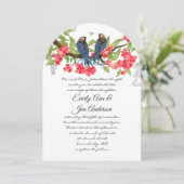 ネイビーピンクコーラルロベバードフォレストフェアレ結婚ーテル 招待状 (スタンド正面)