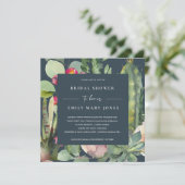 ネイビーピンクフローラデザートカッティ動物相ブライダルシャワー 招待状 (スタンド正面)