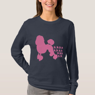 ネイビーピンクプードルズウィメンズ長袖Tシャツ Tシャツ