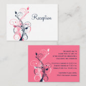 ネイビーピンクホワイトフローラ披露宴エンクロージャカード エンクロージャーカード (正面/裏面)