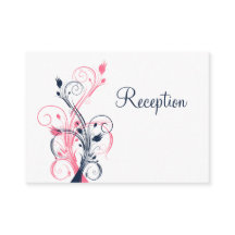 ネイビーピンクホワイトフローラ披露宴エンクロージャカード