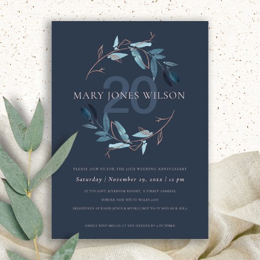 ネイビーピンクリースANY YEAR ANNIVERSARYカード サンキューカード