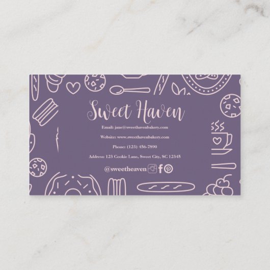 ネイビーピンク勾配料理用具ベーカリー 名刺 (裏面)