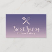ネイビーピンク勾配料理用具ベーカリー 名刺 (正面)