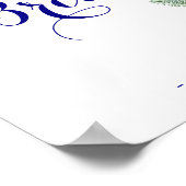 ネイビーピンク夏のフローラブライダルシャワー歓迎サイン ポスター (角)