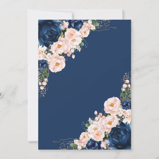 ネイビーピンク旅行新郎ブライダルシャワーゲームカード 招待状 (裏面)