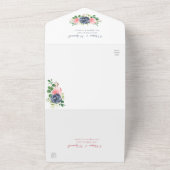 ネイビーピンク水色フローラ結婚ズ オールインワン招待状 (外側)