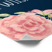 ネイビーピンク牡丹結婚引用文徴候 ポスター (角)