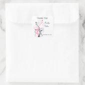 ネイビーピンク白フローラ1.5インチ結婚ステッカー スクエアシール (バッグ)