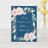 ネイビーピンク花母の日娘 カード (黄色い花)