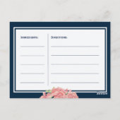 ネイビーピンク赤面フローラ花嫁はレシピカード ポストカード (裏面)