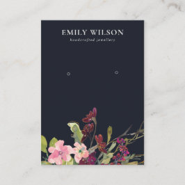 ネイビーピンク金ゴールドブルゴーニュバラフローライヤリングディスプレイ 名刺