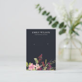 ネイビーピンク金ゴールドブルゴーニュバラフローライヤリングディスプレイ 名刺 (スタンド正面)