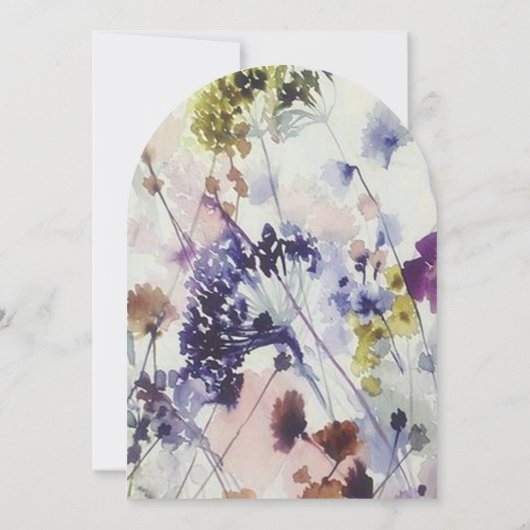 ネイビーピンク&グリーンワイルドフラワーウォーター結婚カラー 招待状 (裏面)