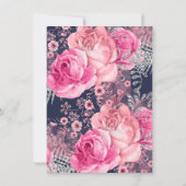 ネイビーピンク&シルバーフローラベビーブランチシャワー 招待状 (裏面)