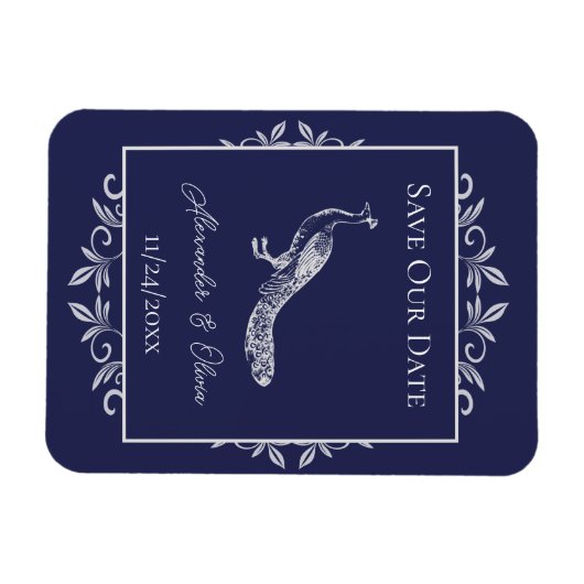 ネイビーピーコックは日付の磁石を除いて繁栄 マグネット (横)