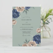 ネイビーピーチボタニカルエンブレースウェディング 招待状 (スタンド正面)