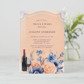 ネイビーピーチ絵を描フローラブランチ&バブリー 招待状 (スタンド正面)