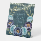 ネイビーピーニーとターコイズバラライト結婚ズ 台座サイン (正面)