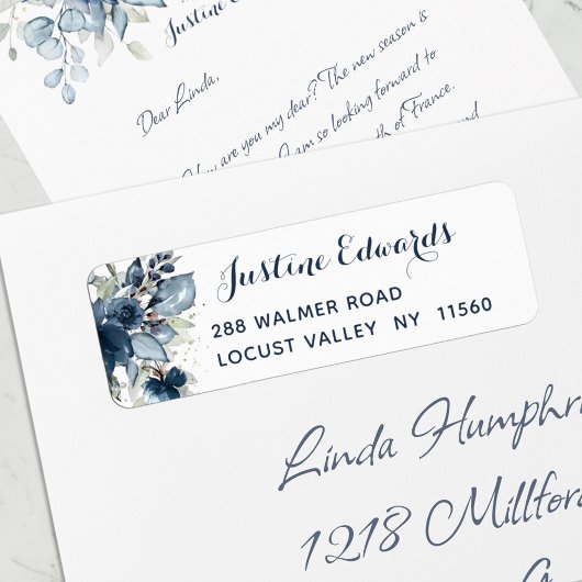 ネイビーピーニーシルバーダスティブルーユーカリプトゥスリターン ラベル