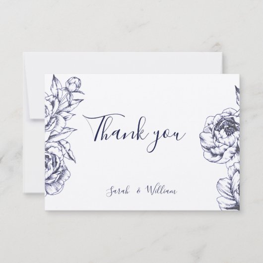 ネイビーピーニーシンプルサンキューカード サンキューカード (正面)