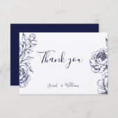 ネイビーピーニーシンプルサンキューカード サンキューカード (正面/裏面)