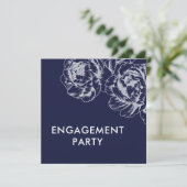 ネイビーピーニーシンプル婚約パーティ招待状 招待状 (スタンド正面)