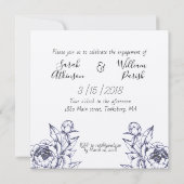 ネイビーピーニーシンプル婚約パーティ招待状 招待状 (裏面)