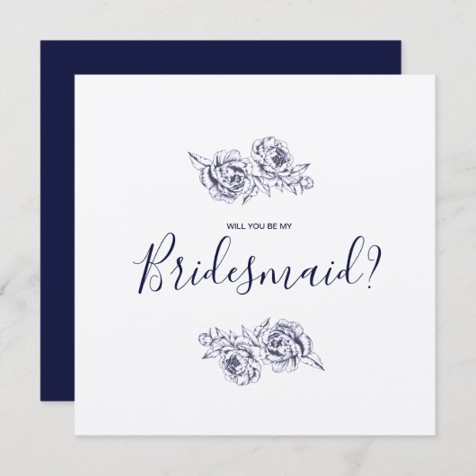 ネイビーピーニーシンプル招待状 招待状 (正面/裏面)