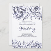 ネイビーピーニーシンプル結婚式招待状 招待状 (正面)