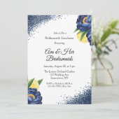 ネイビーピーニー柑橘類絵を描フローラブリデスメイドランチョン 招待状 (スタンド正面)