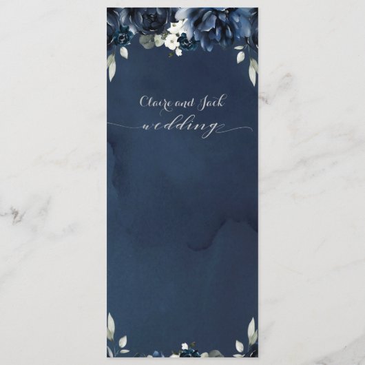 ネイビーピーニー結婚のカスタマイズ可能なディナーメニュー メニュー (裏面)