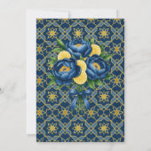 ネイビーピーニー絵を描シッツフローラ結婚のお祝い 招待状 (裏面)