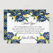 ネイビーピーニ絵を描スフローラ結婚ズ サンキューカード (正面/裏面)