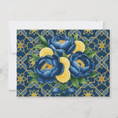 ネイビーピーニ絵を描スフローラ結婚ズ サンキューカード (裏面)