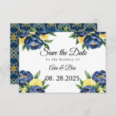 ネイビーピーニ絵を描スフローラ結婚ズ セーブザデート (正面/裏面)