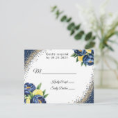 ネイビーピーニ絵を描スフローラ結婚ズ 出欠カード (スタンド正面)