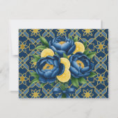 ネイビーピーニ絵を描スフローラ結婚ズ 出欠カード (裏面)